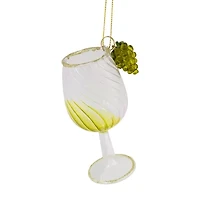 4.25'' Tuscan Winery Yellow Wine Glass Christmas Ornament