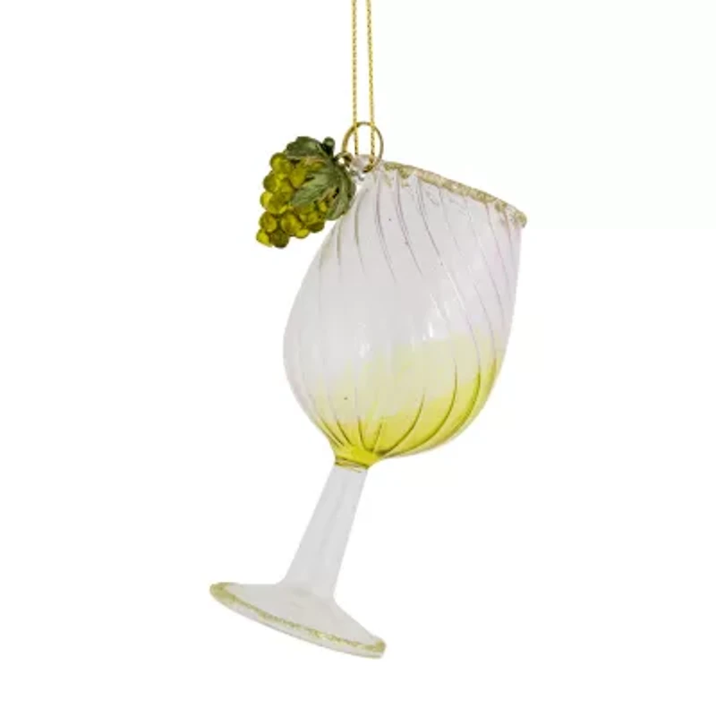 4.25'' Tuscan Winery Yellow Wine Glass Christmas Ornament