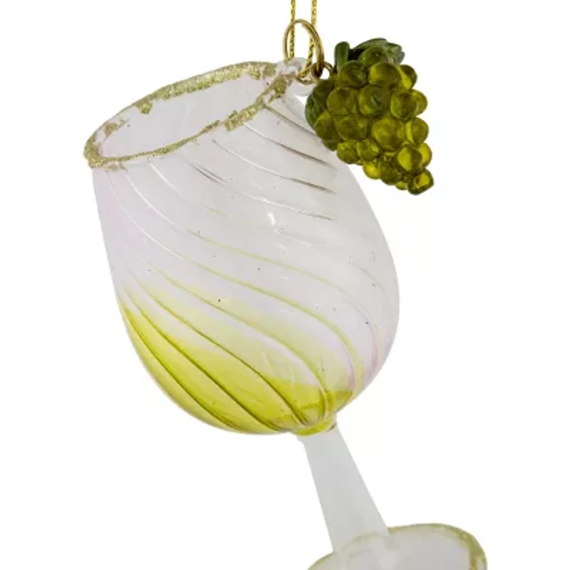 4.25'' Tuscan Winery Yellow Wine Glass Christmas Ornament