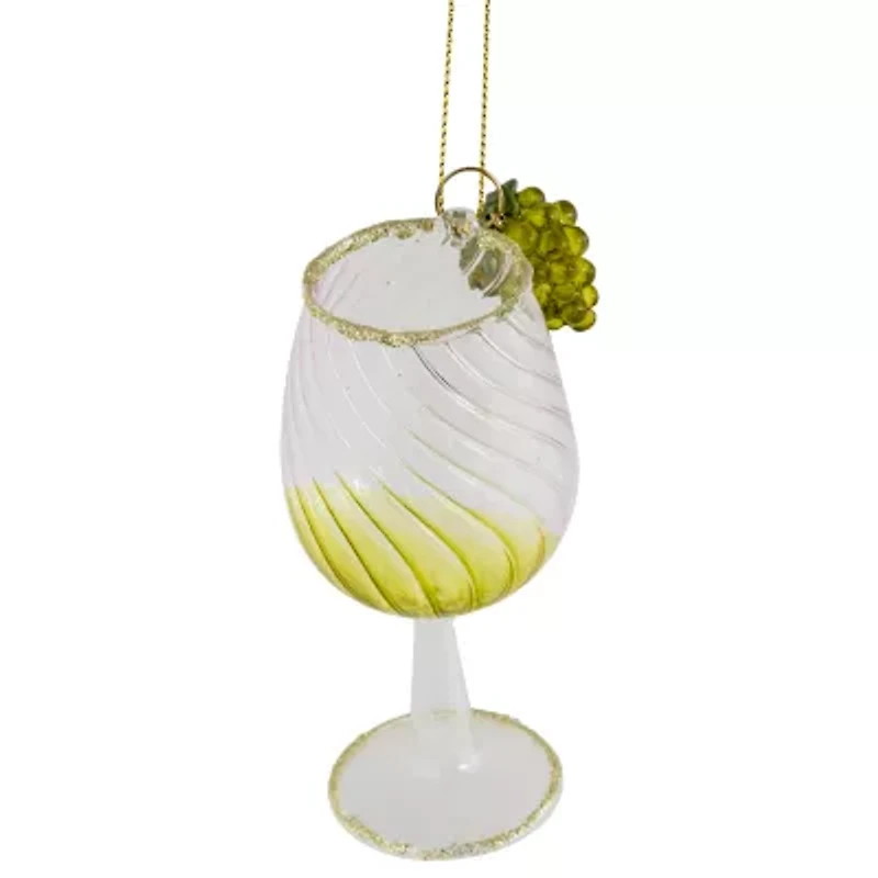 4.25'' Tuscan Winery Yellow Wine Glass Christmas Ornament