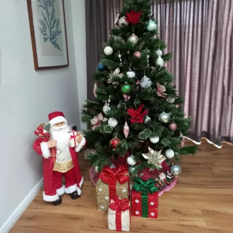 32'' Red and Gold Santa Claus with Gifts Christmas Figure