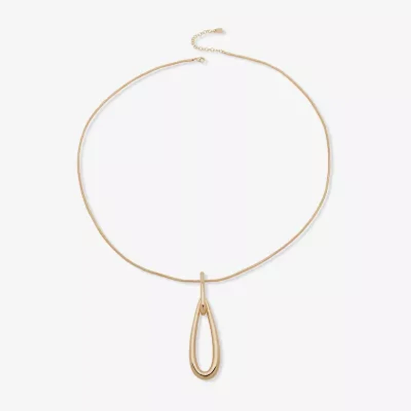 Worthington Gold Tone Womens 32 Inch Pendant Necklace