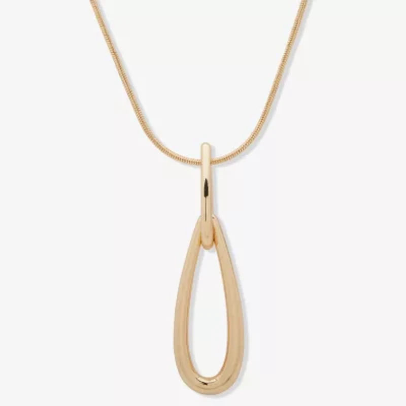 Worthington Gold Tone Womens 32 Inch Pendant Necklace