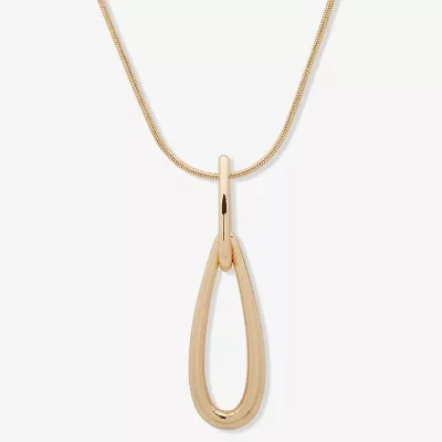 Worthington Gold Tone Womens 32 Inch Pendant Necklace