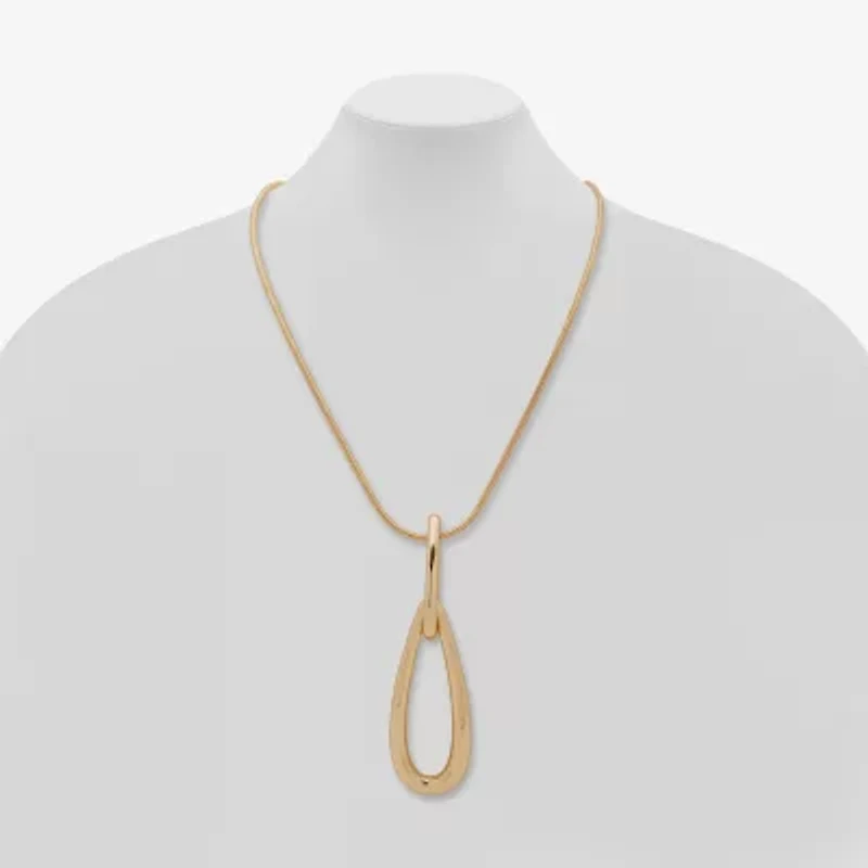 Worthington Gold Tone Womens 32 Inch Pendant Necklace