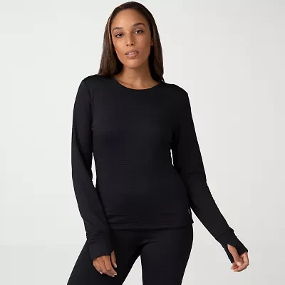 Free Country Womens Force Grid Fleece Crew Neck Long Sleeve Thermal Shirt