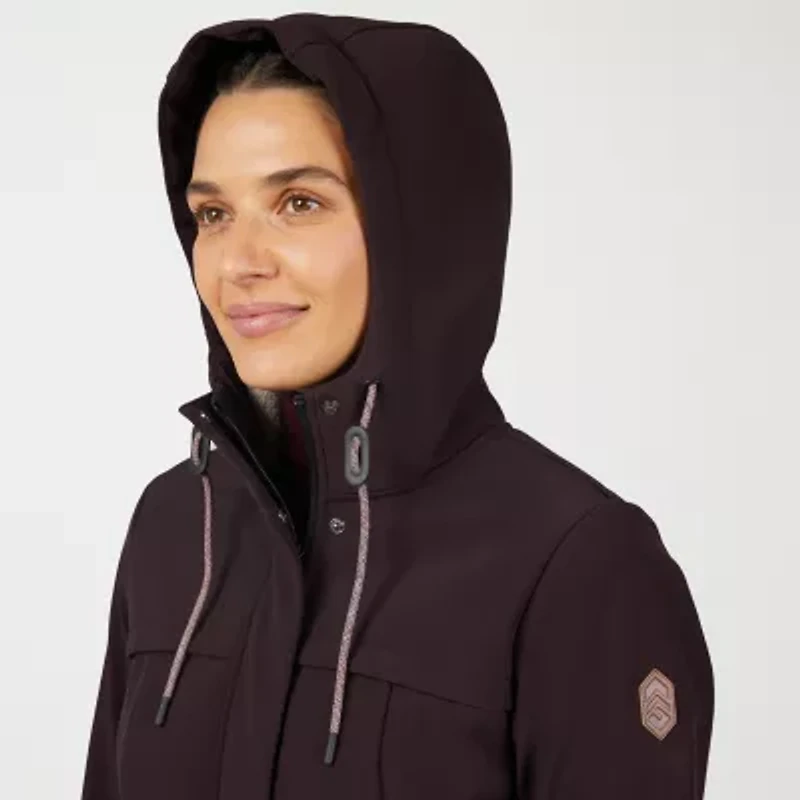 Free Country Womens Hooded Water Resistant Easy-on + Easy-off Lightweight Softshell Jacket