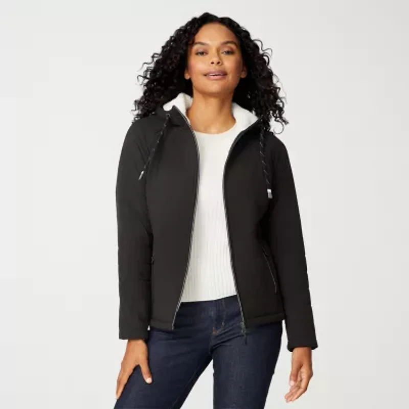 Free Country Womens Hooded Water Resistant Easy-on + Easy-off Lightweight Softshell Jacket