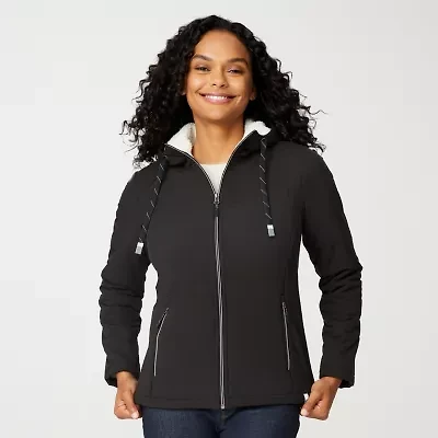 Free Country Womens Hooded Water Resistant Easy-on + Easy-off Lightweight Softshell Jacket