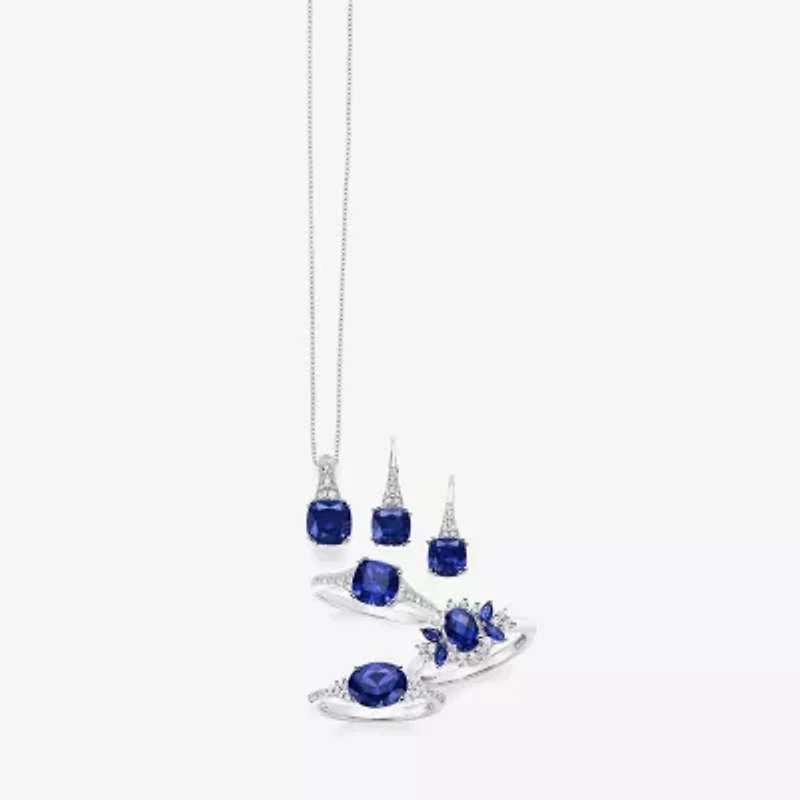 Gemstone Sterling Silver Cushion Drop Earrings