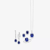 Lab Created Gemstone Sterling Silver 10.3mm Halo Stud Earrings