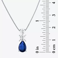 Womens Gemstone Sterling Silver Pear Pendant Necklace