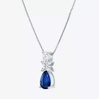 Womens Gemstone Sterling Silver Pear Pendant Necklace