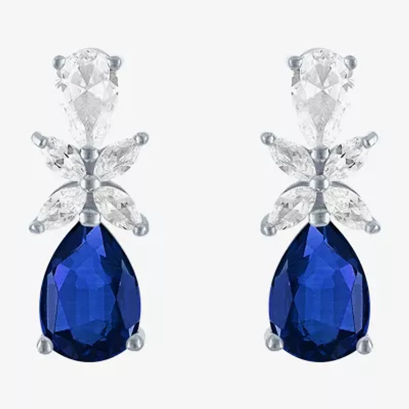 Gemstone Sterling Silver Pear Drop Earrings