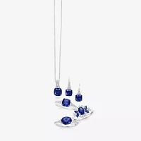 Womens Lab Created Blue Sapphire Sterling Silver Cocktail Ring