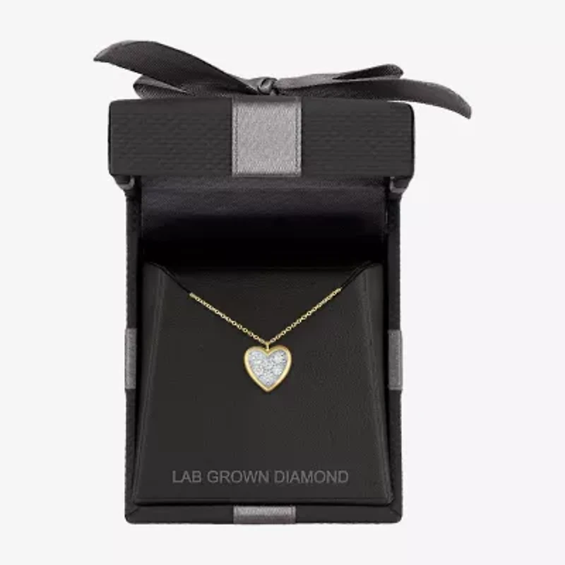 Heart (Gh / Si2 I1) Womens 1/ CT. T.W. Lab Grown White Diamond 10K Gold Heart 16 Inch Pendant Necklace