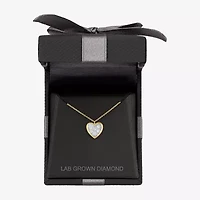 Heart (Gh / Si2 I1) Womens 1/ CT. T.W. Lab Grown White Diamond 10K Gold Heart 16 Inch Pendant Necklace