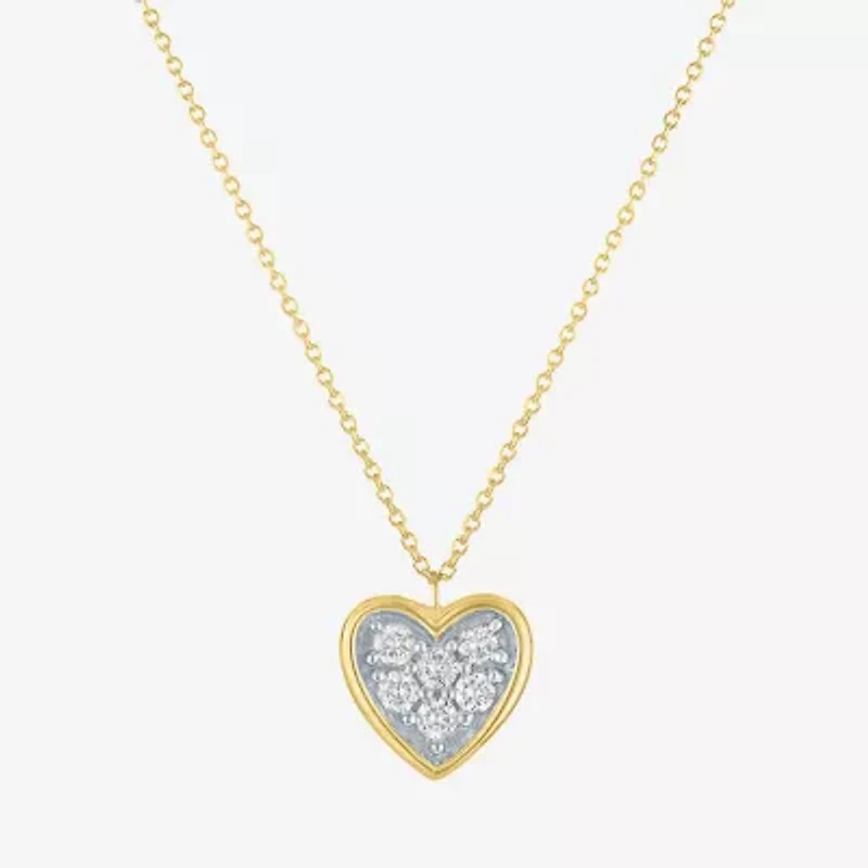 Heart (Gh / Si2 I1) Womens 1/ CT. T.W. Lab Grown White Diamond 10K Gold Heart 16 Inch Pendant Necklace