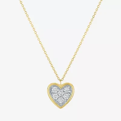 Heart (Gh / Si2 I1) Womens 1/ CT. T.W. Lab Grown White Diamond 10K Gold Heart 16 Inch Pendant Necklace