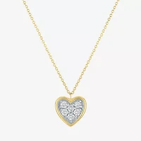 Heart (Gh / Si2 I1) Womens 1/ CT. T.W. Lab Grown White Diamond 10K Gold Heart 16 Inch Pendant Necklace