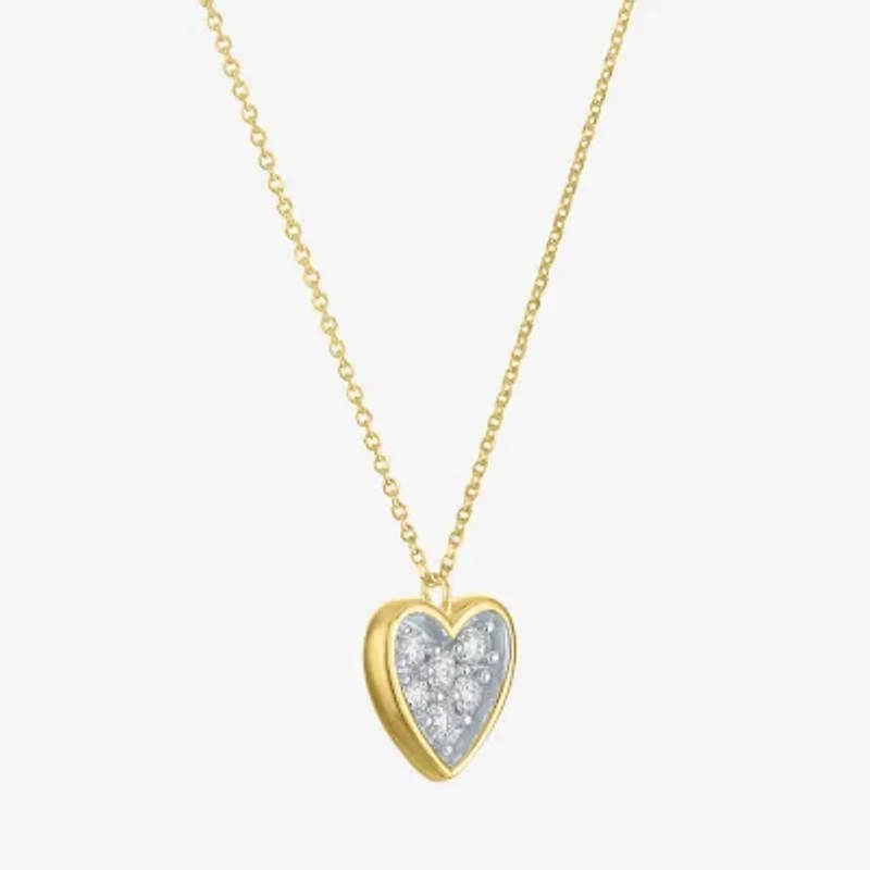 Heart (Gh / Si2 I1) Womens 1/ CT. T.W. Lab Grown White Diamond 10K Gold Heart 16 Inch Pendant Necklace