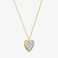Heart (Gh / Si2 I1) Womens 1/ CT. T.W. Lab Grown White Diamond 10K Gold Heart 16 Inch Pendant Necklace