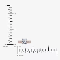 (H-I / Si2-I1) Womens 1 1/2 CT. T.W. Lab Grown White Diamond 10K Rose Gold Rectangular Side Stone Bridal Set