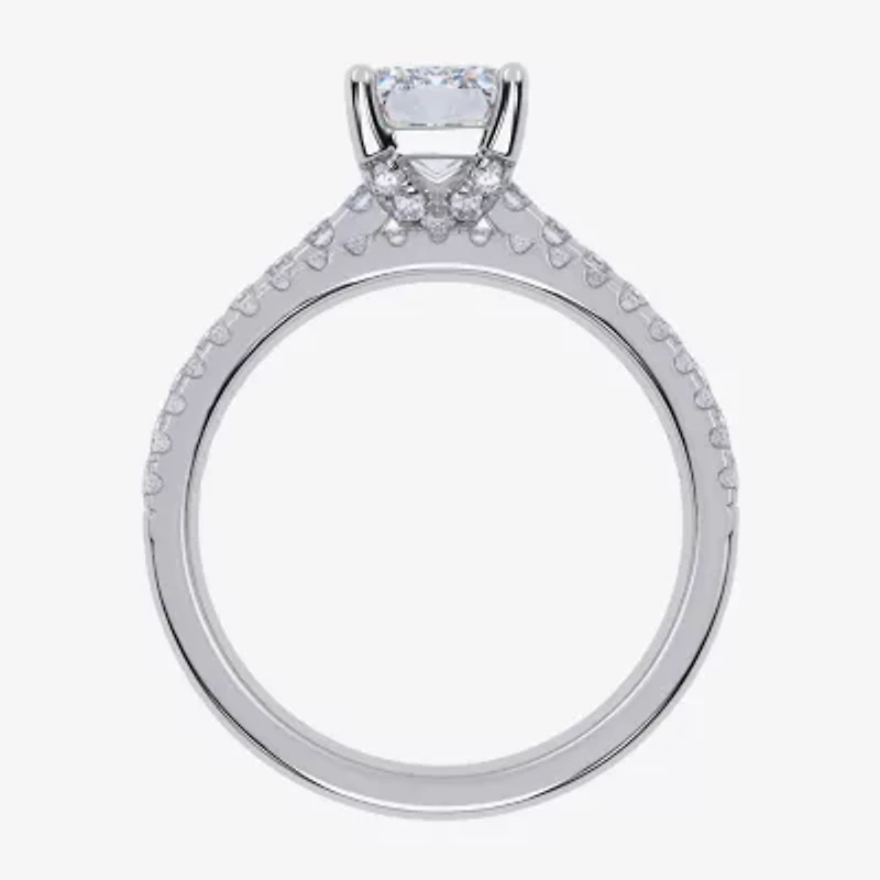 H-I / Si2-I1) Womens 1 1/2 CT. T.W. Lab Grown White Diamond 10K Gold Rectangular Side Stone Bridal Set