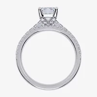 H-I / Si2-I1) Womens 1 1/2 CT. T.W. Lab Grown White Diamond 10K Gold Rectangular Side Stone Bridal Set