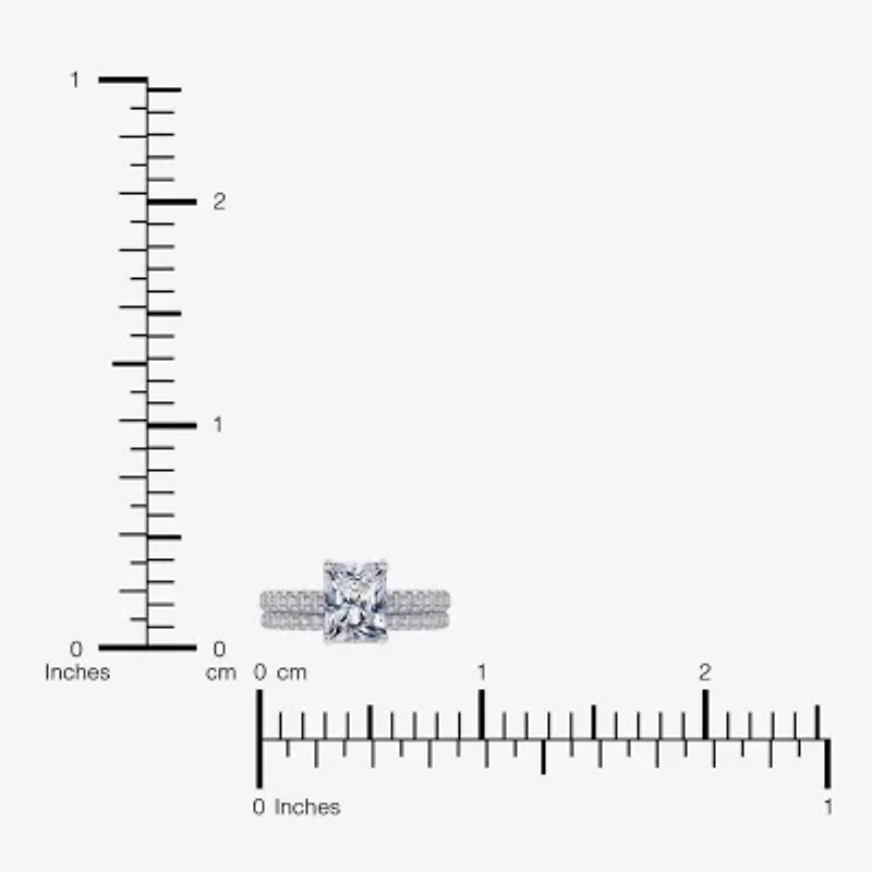 H-I / Si2-I1) Womens 1 1/2 CT. T.W. Lab Grown White Diamond 10K Gold Rectangular Side Stone Bridal Set