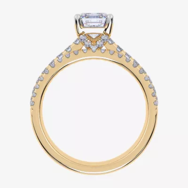 (H-I / Si2-I1) Womens 1 1/2 CT. T.W. Lab Grown White Diamond 10K Gold Side Stone Bridal Set