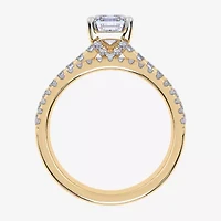 (H-I / Si2-I1) Womens 1 1/2 CT. T.W. Lab Grown White Diamond 10K Gold Side Stone Bridal Set
