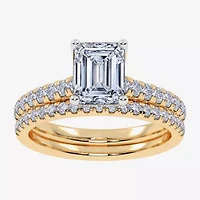 (H-I / Si2-I1) Womens 1 1/2 CT. T.W. Lab Grown White Diamond 10K Gold Side Stone Bridal Set