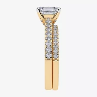 (H-I / Si2-I1) Womens 1 1/2 CT. T.W. Lab Grown White Diamond 10K Gold Side Stone Bridal Set