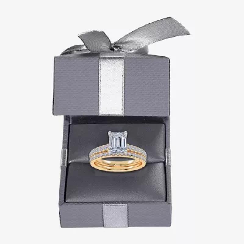 (H-I / Si2-I1) Womens 1 1/2 CT. T.W. Lab Grown White Diamond 10K Gold Side Stone Bridal Set