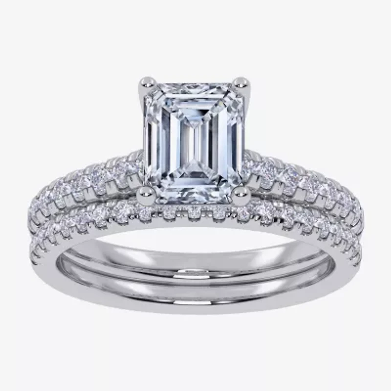 H-I / Si2-I1) Womens 1 1/2 CT. T.W. Lab Grown White Diamond 10K Gold Side Stone Bridal Set
