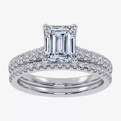 H-I / Si2-I1) Womens 1 1/2 CT. T.W. Lab Grown White Diamond 10K Gold Side Stone Bridal Set
