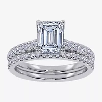 H-I / Si2-I1) Womens 1 1/2 CT. T.W. Lab Grown White Diamond 10K Gold Side Stone Bridal Set
