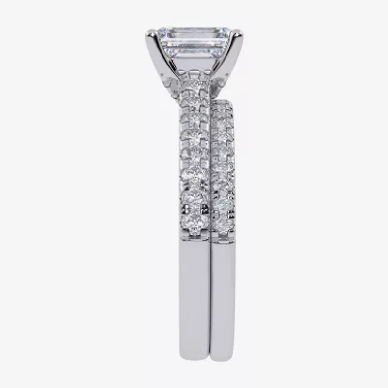 H-I / Si2-I1) Womens 1 1/2 CT. T.W. Lab Grown White Diamond 10K Gold Side Stone Bridal Set