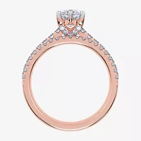 (H-I / Si2-I1) Womens 1 1/2 CT. T.W. Lab Grown White Diamond 10K Rose Gold Marquise Side Stone Bridal Set