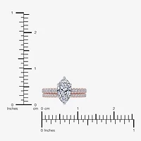 (H-I / Si2-I1) Womens 1 1/2 CT. T.W. Lab Grown White Diamond 10K Rose Gold Marquise Side Stone Bridal Set