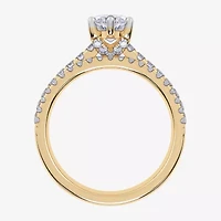 (H-I / Si2-I1) Womens 1 1/2 CT. T.W. Lab Grown White Diamond 10K Gold Marquise Side Stone Bridal Set