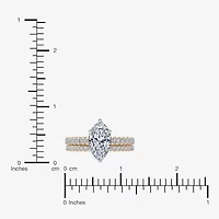 (H-I / Si2-I1) Womens 1 1/2 CT. T.W. Lab Grown White Diamond 10K Gold Marquise Side Stone Bridal Set