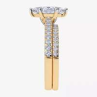 (H-I / Si2-I1) Womens 1 1/2 CT. T.W. Lab Grown White Diamond 10K Gold Marquise Side Stone Bridal Set