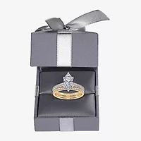 (H-I / Si2-I1) Womens 1 1/2 CT. T.W. Lab Grown White Diamond 10K Gold Marquise Side Stone Bridal Set