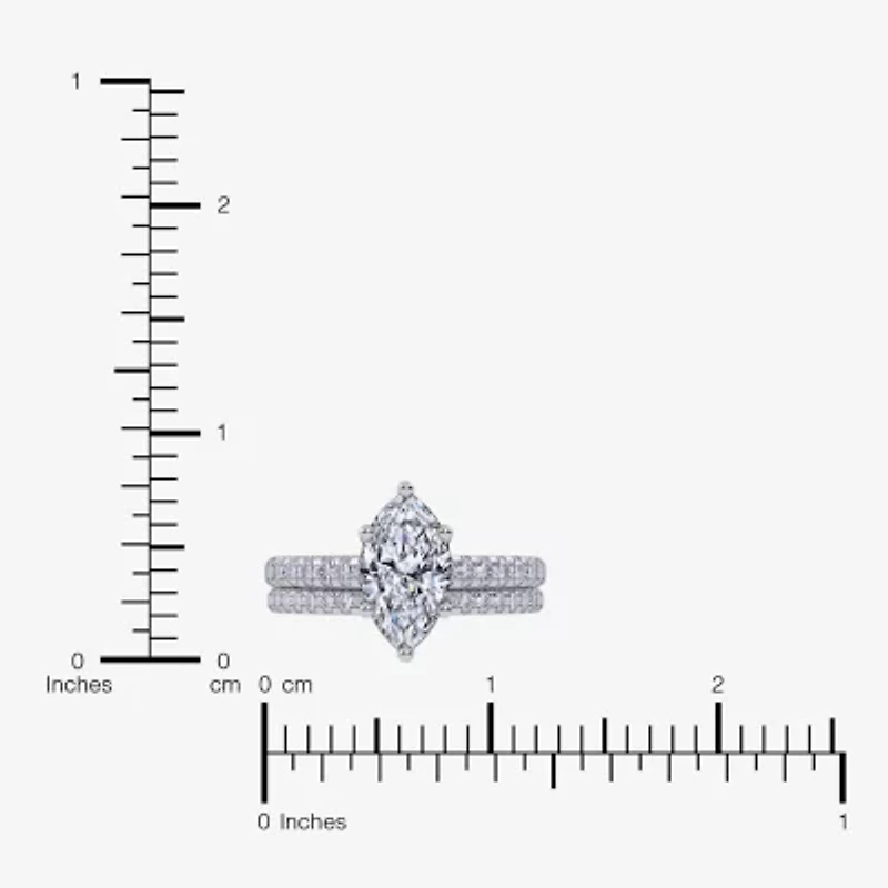 H-I / Si2-I1) Womens 1 1/2 CT. T.W. Lab Grown White Diamond 10K Gold Marquise Side Stone Bridal Set