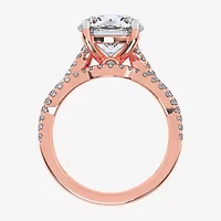 (G-H / Si1-Si2) Womens 3 1/2 CT. T.W Lab Grown White Diamond 14K Rose Gold Round Side Stone Engagement Ring