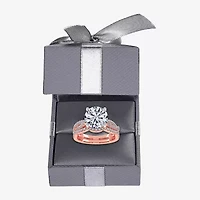 (G-H / Si1-Si2) Womens 3 1/2 CT. T.W Lab Grown White Diamond 14K Rose Gold Round Side Stone Engagement Ring