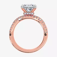 (G-H / Si1-Si2) Womens 3 1/2 CT. T.W Lab Grown White Diamond 14K Rose Gold Side Stone Engagement Ring