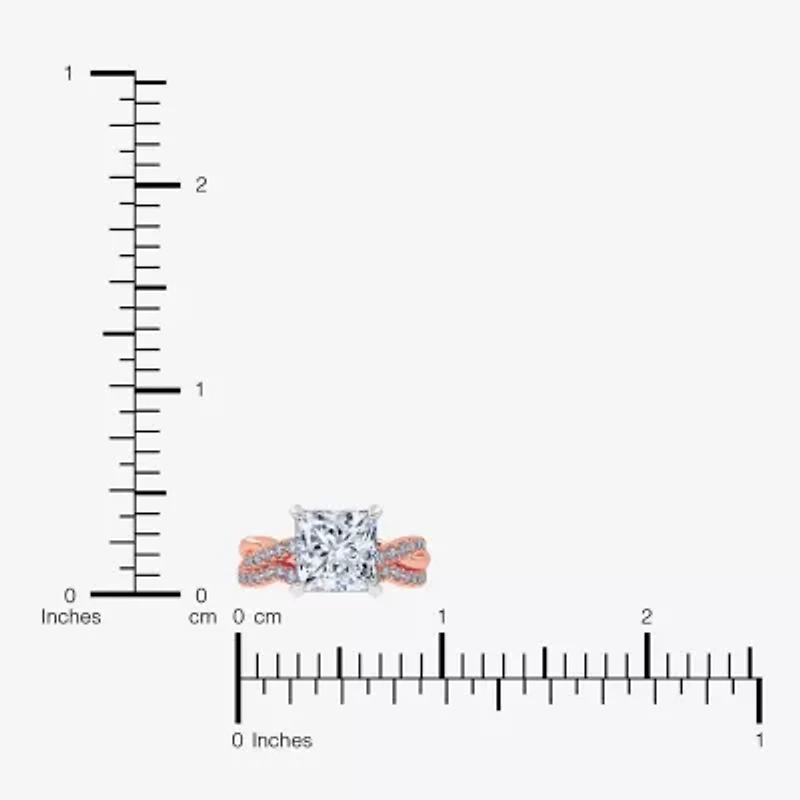 (G-H / Si1-Si2) Womens 3 1/2 CT. T.W Lab Grown White Diamond 14K Rose Gold Side Stone Engagement Ring